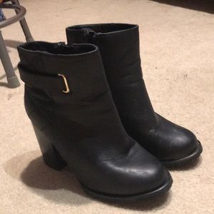 Faux leather black booties higher ankle